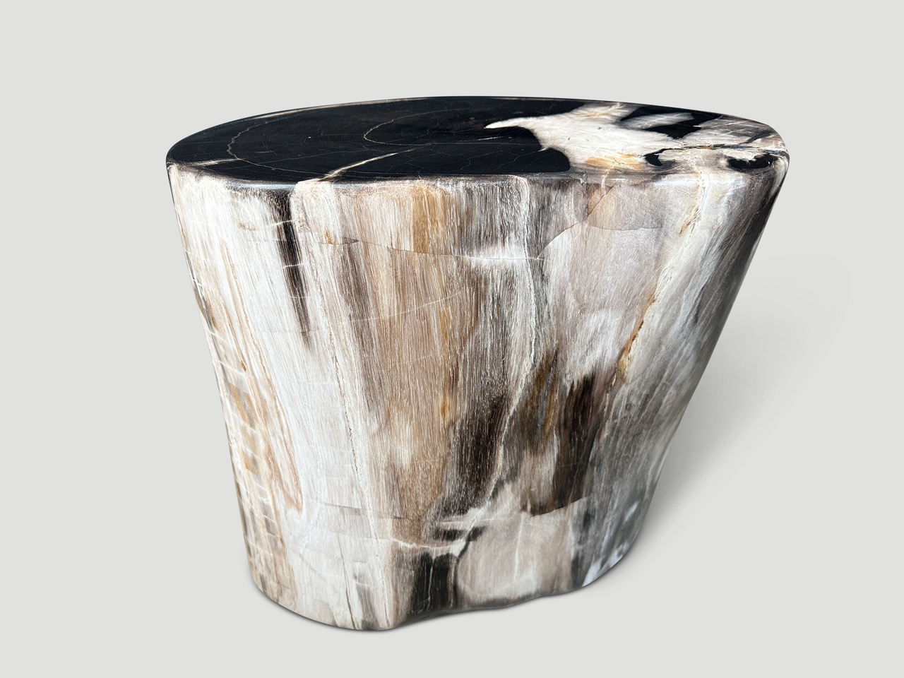 high quality super smooth petrified wood side table