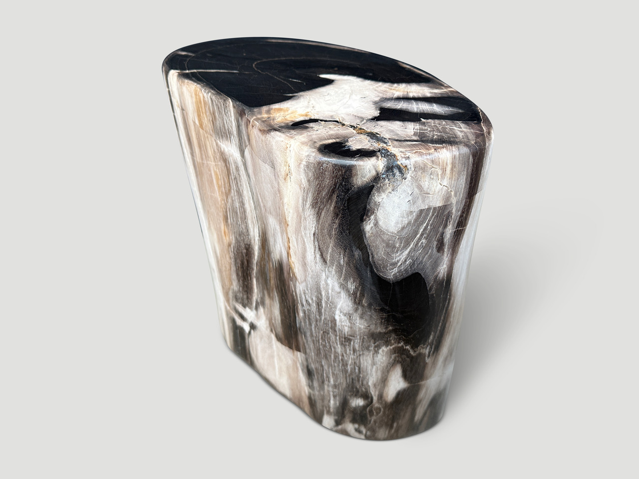 high quality super smooth petrified wood side table