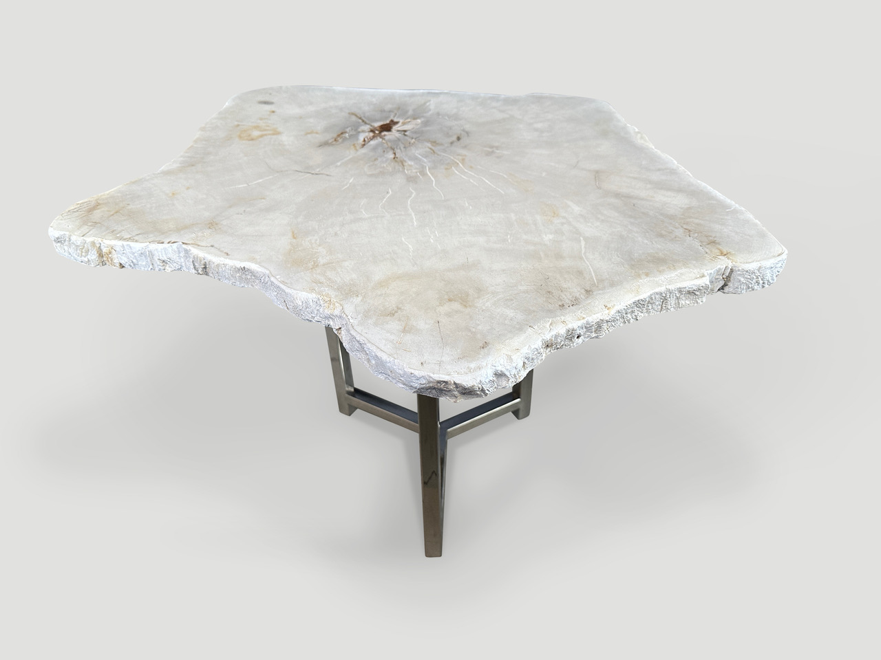 minimalist super smooth petrified wood tall side table