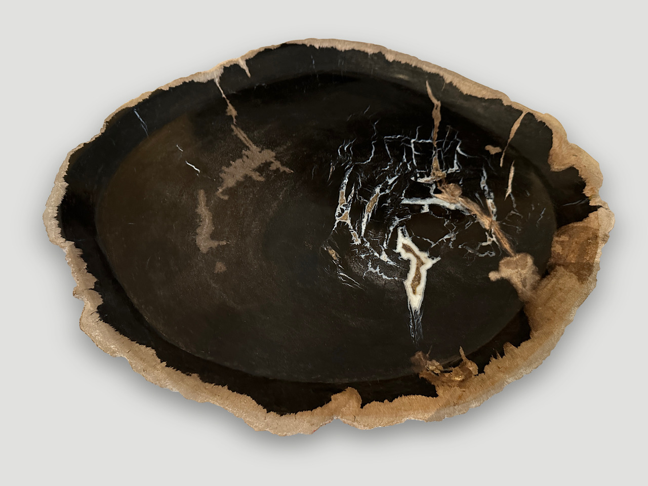 petrified wood shallow dish