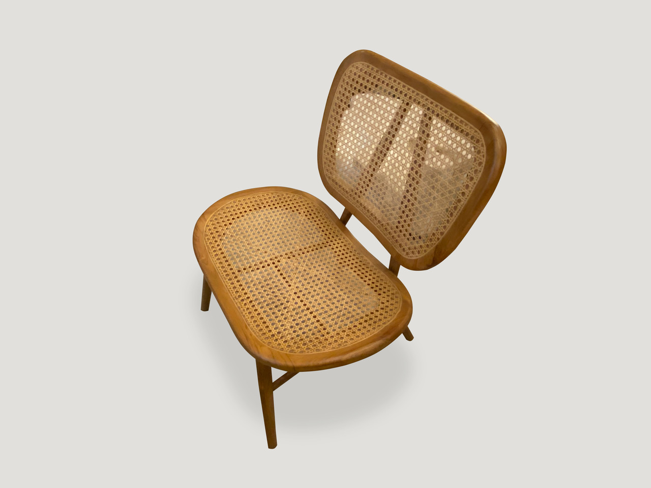 teak wood and rattan chair