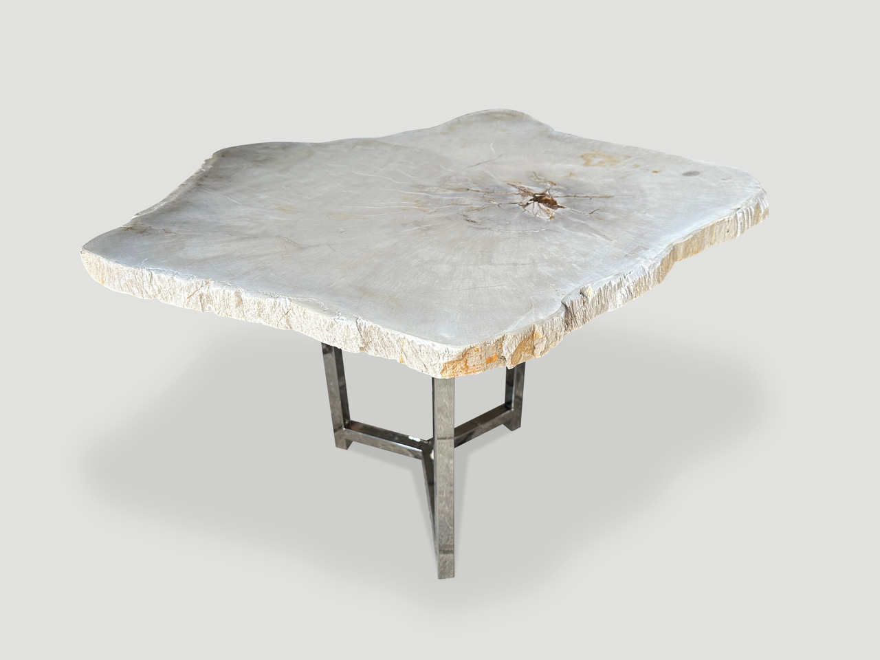 minimalist super smooth petrified wood tall side table