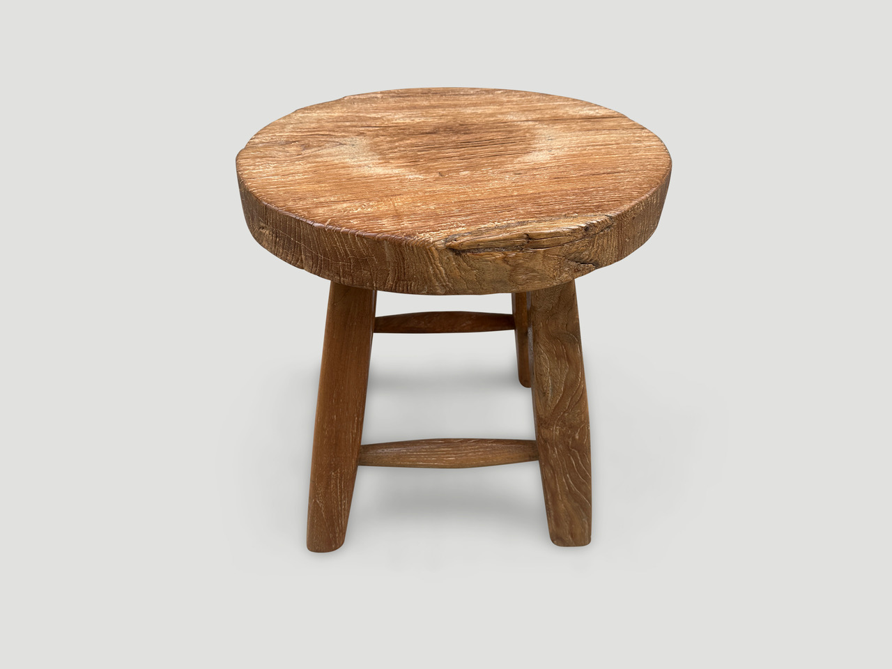 wabi sabi teak wood round side table