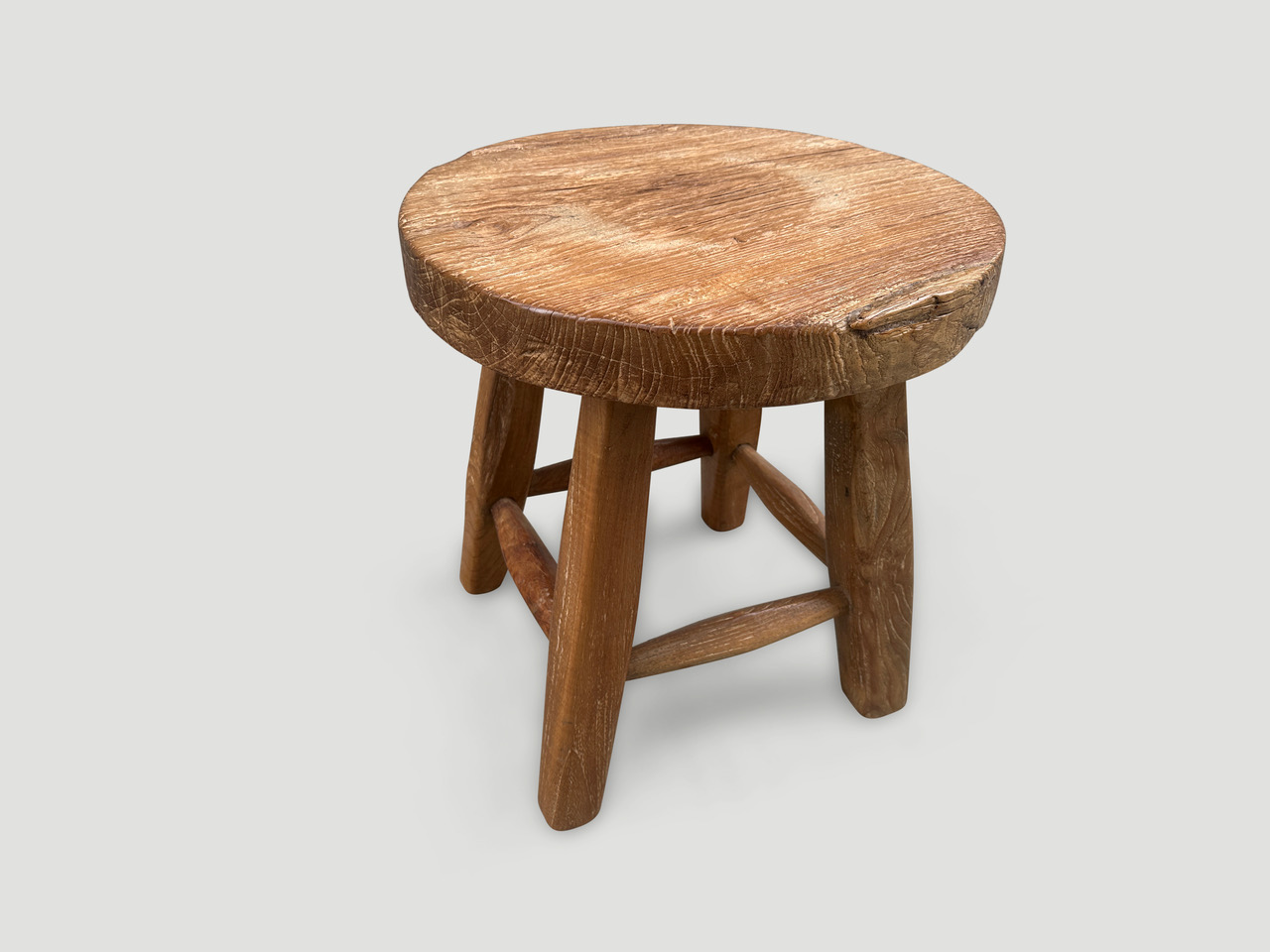 wabi sabi teak wood round side table