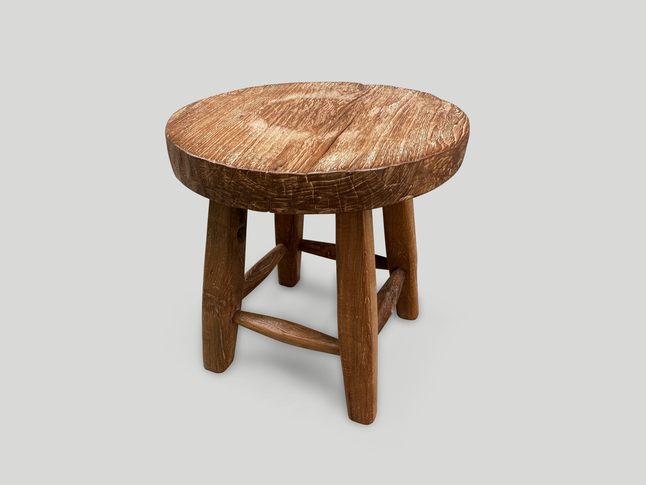 wabi sabi teak wood round side table