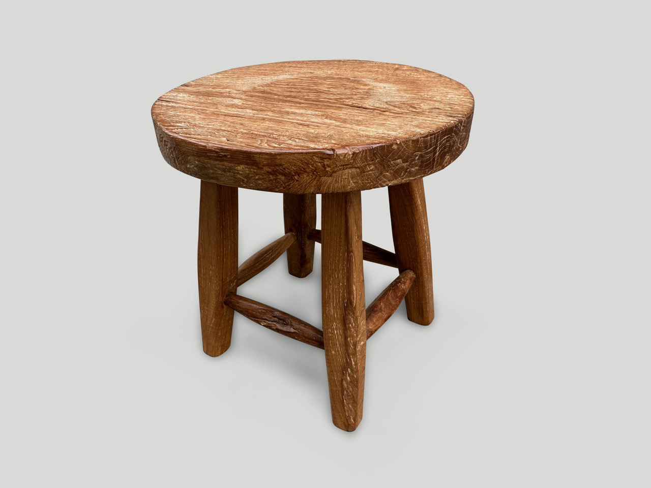 wabi sabi teak wood round side table