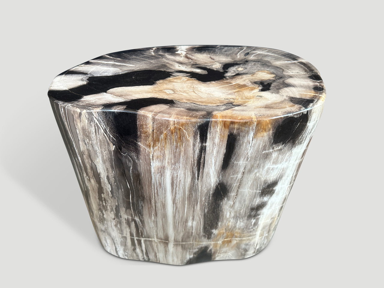 high quality super smooth petrified wood side table