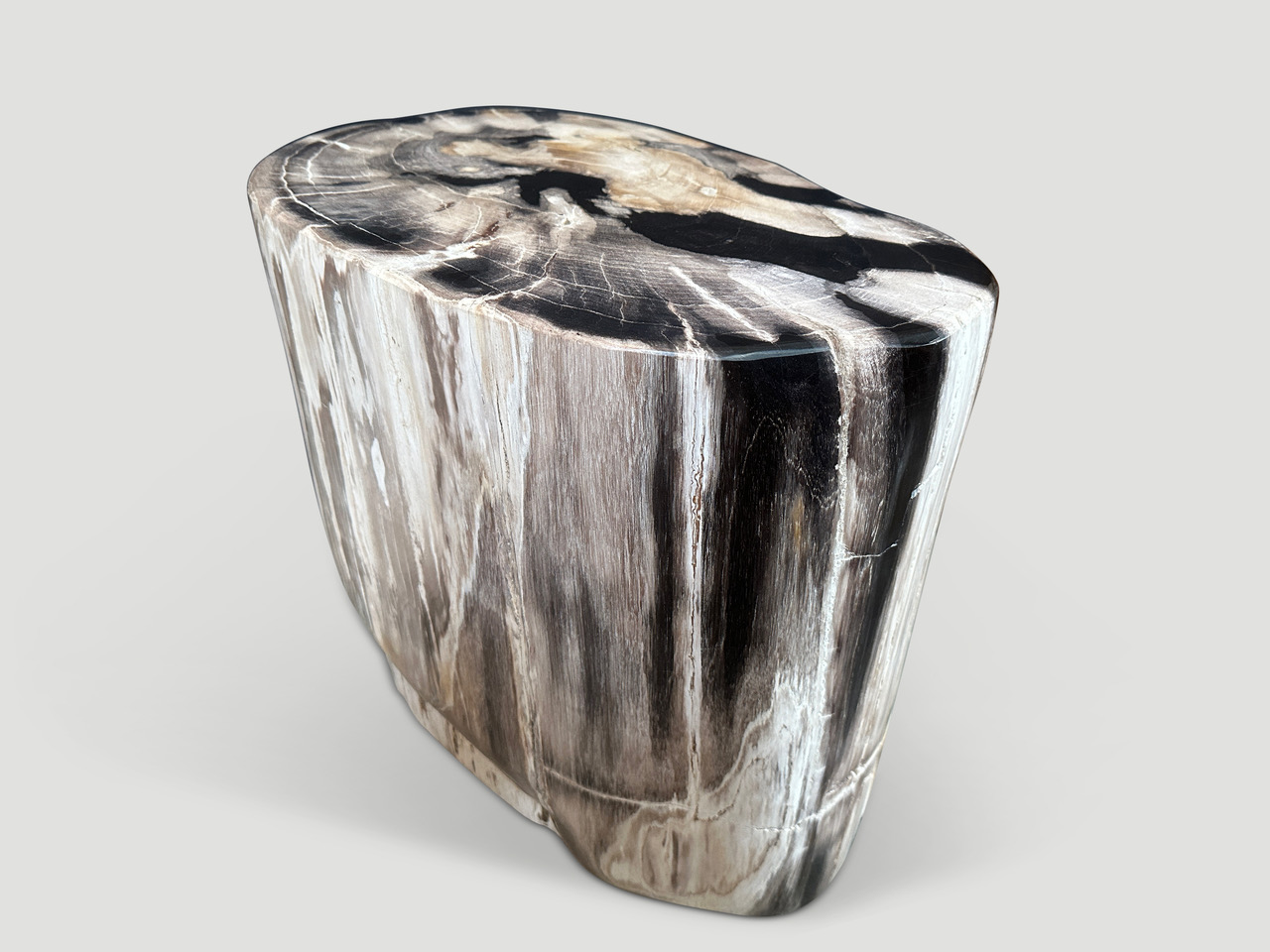 high quality super smooth petrified wood side table