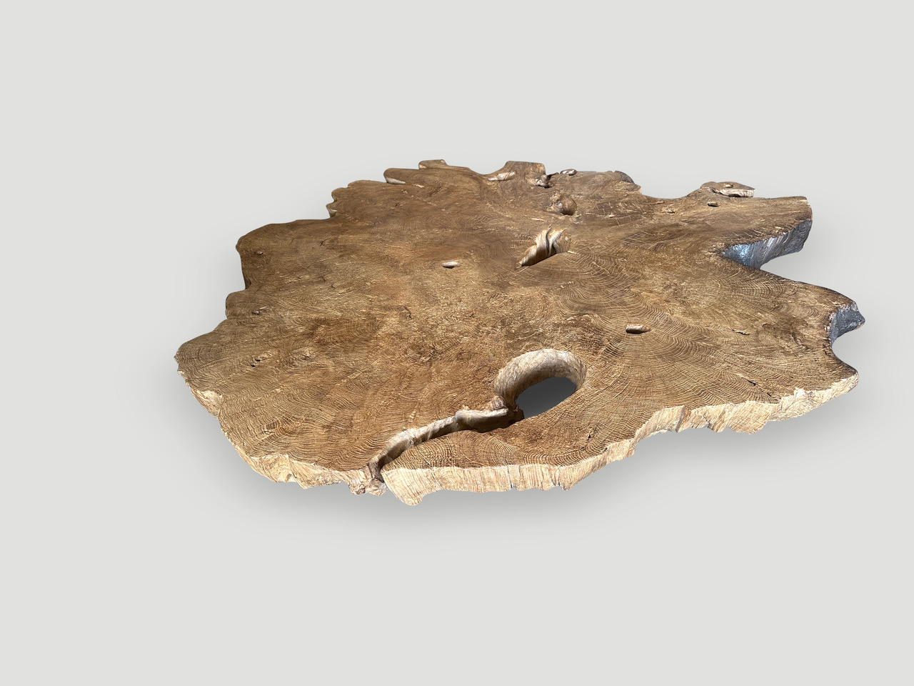 monumental rare burl teak coffee table