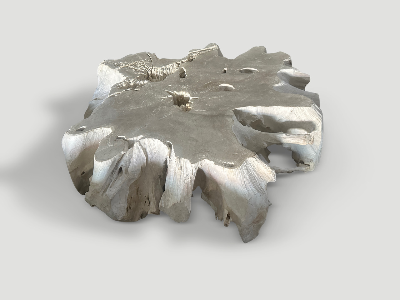 bleached teak root coffee table