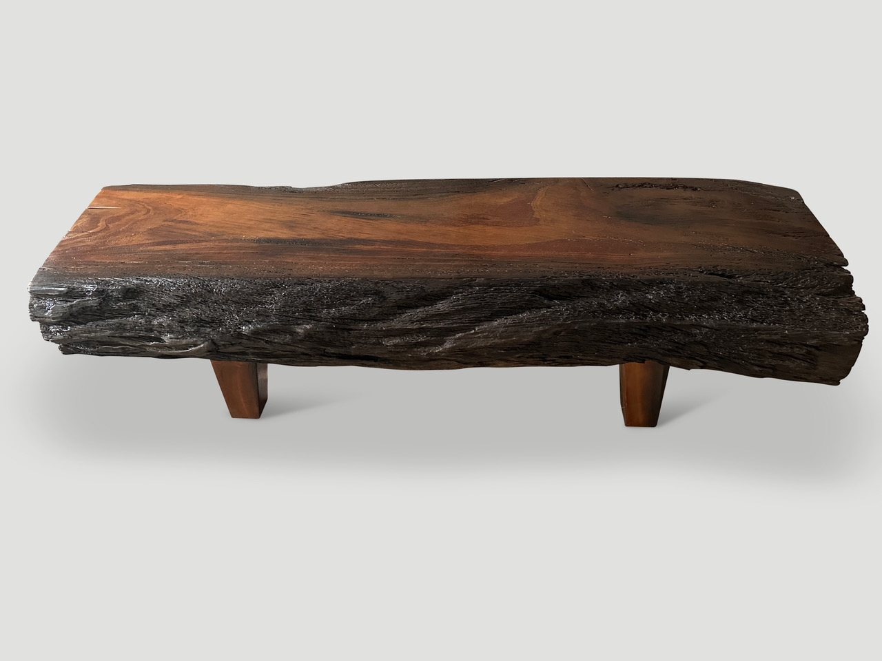 thick teak log or bench