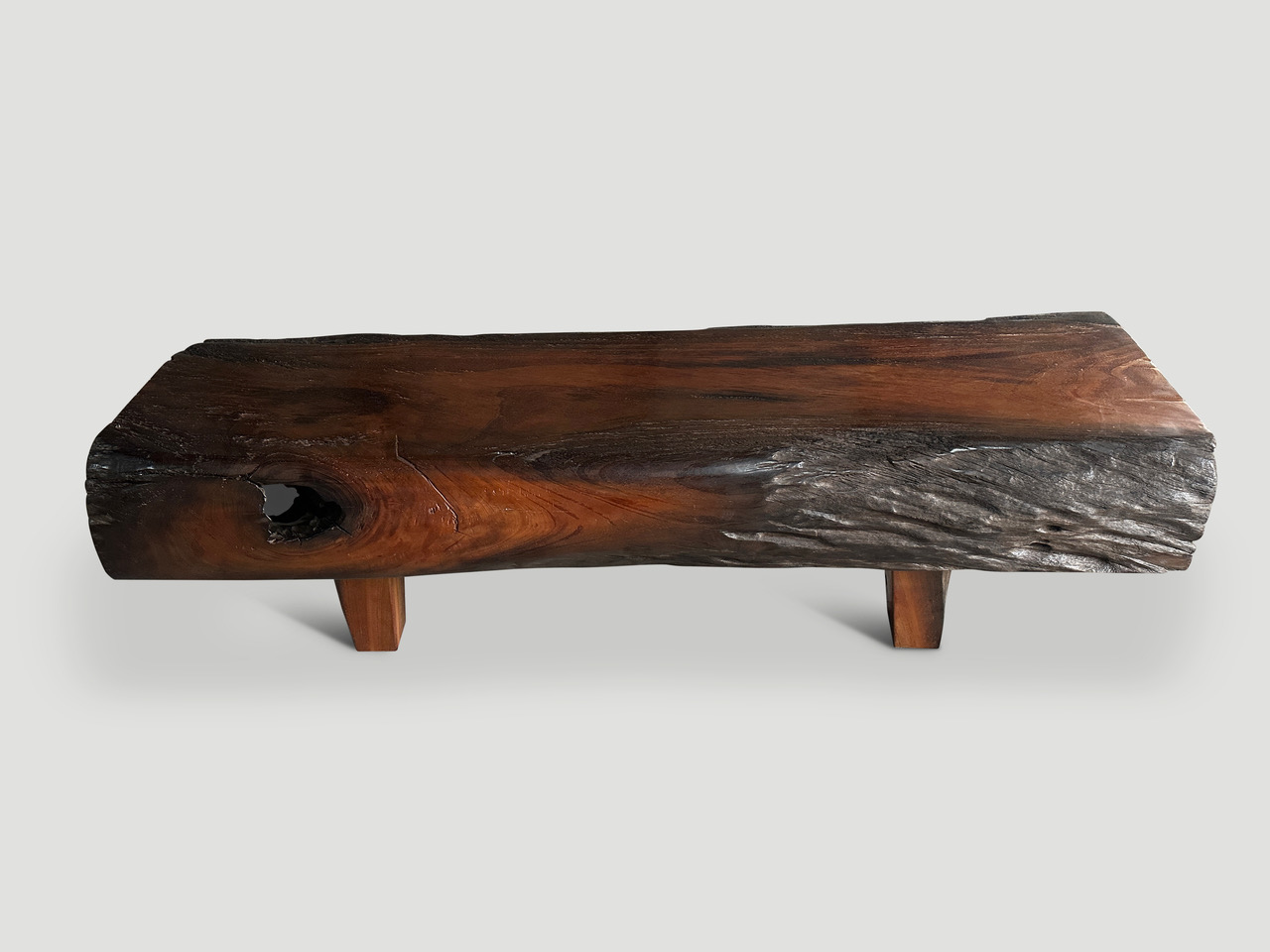 thick teak log or bench