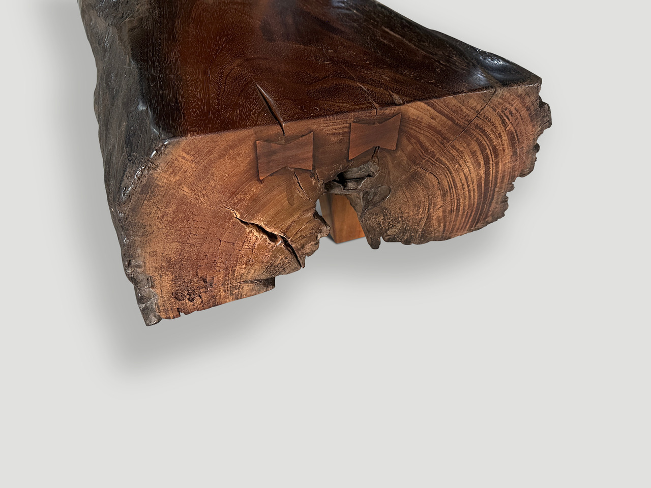 thick teak log or bench