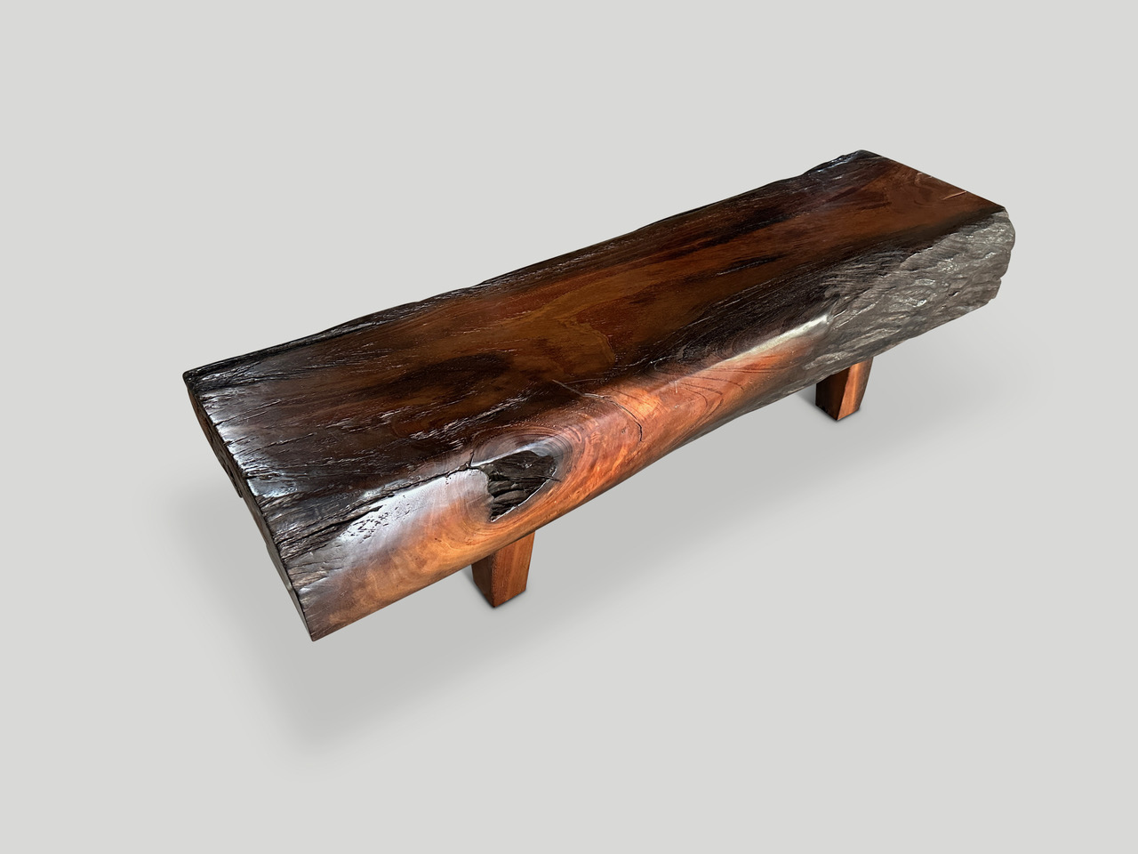 thick teak log or bench