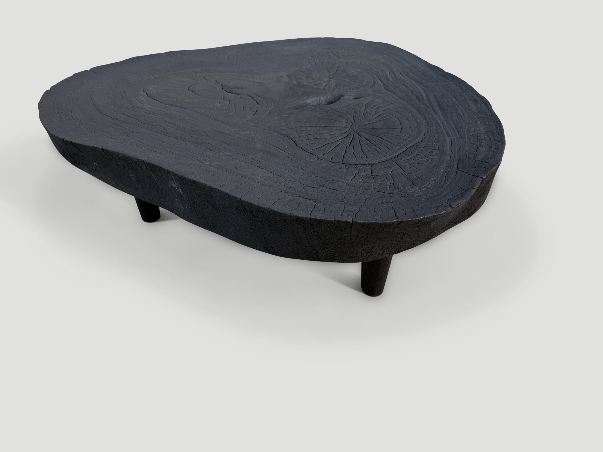 mid century modern charred wood coffee table