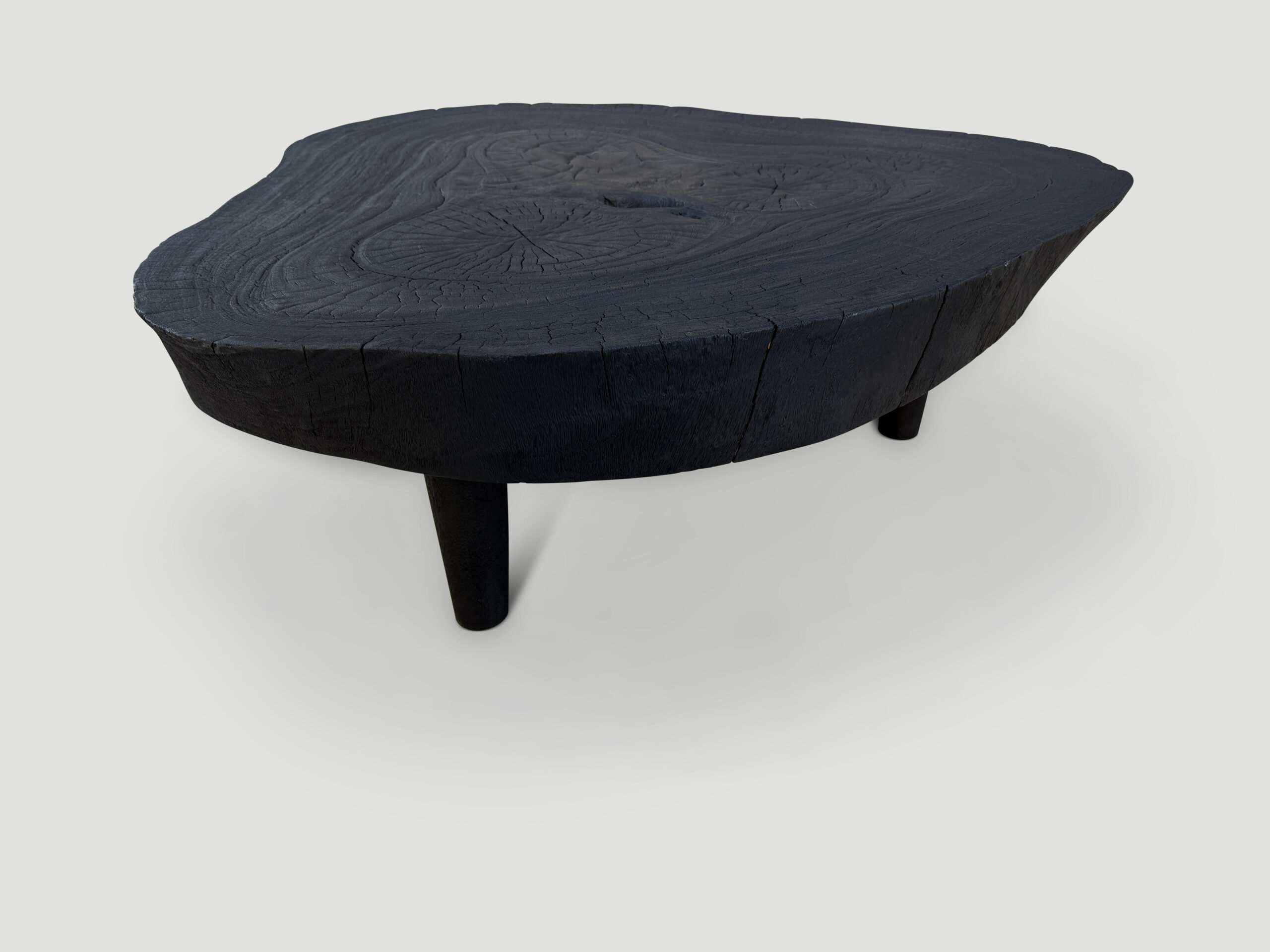 mid century modern charred wood coffee table