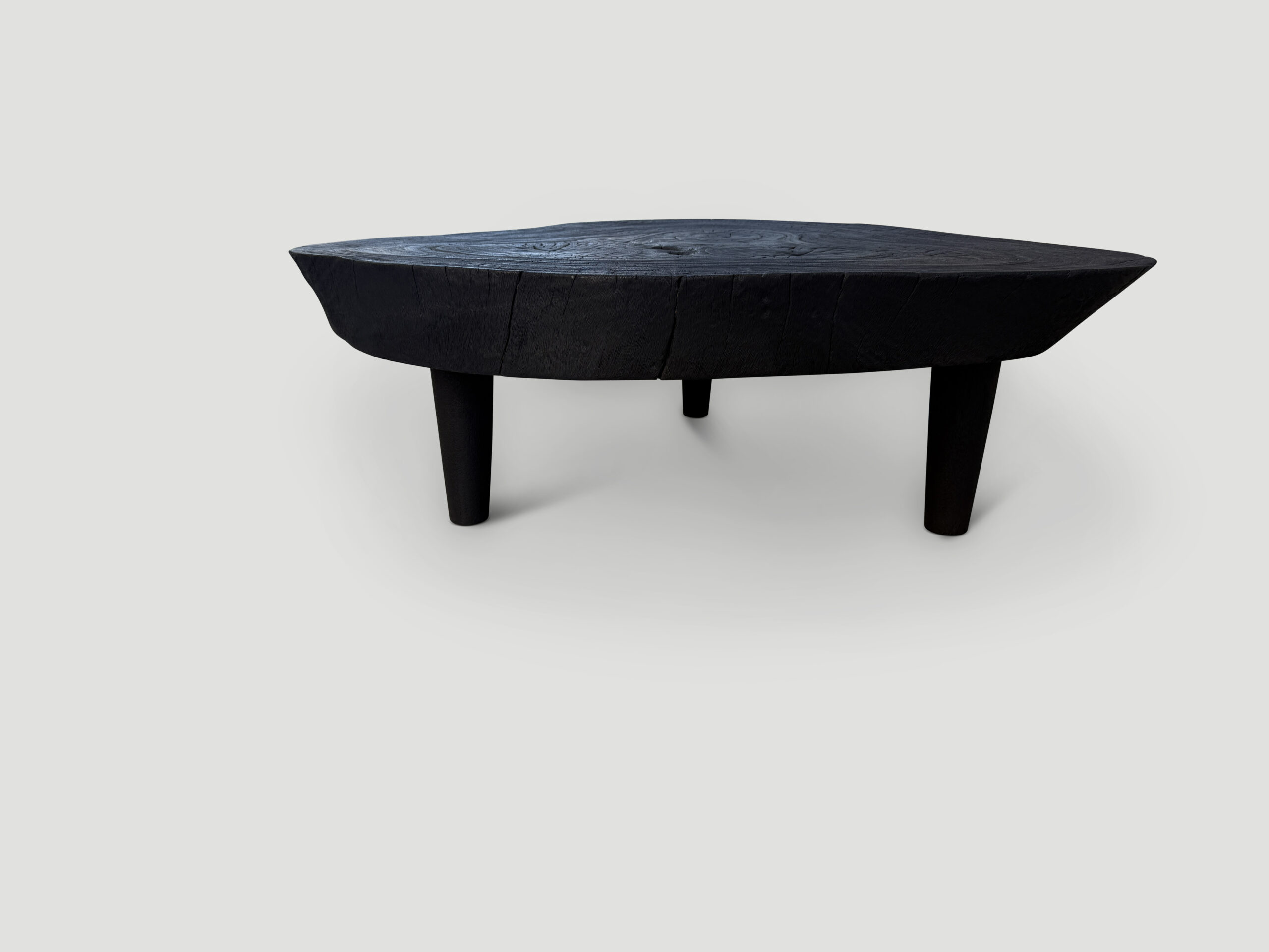 mid century modern charred wood coffee table