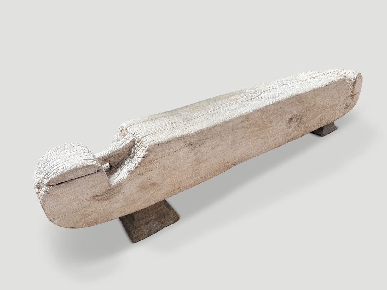 ancient teak wood log bench