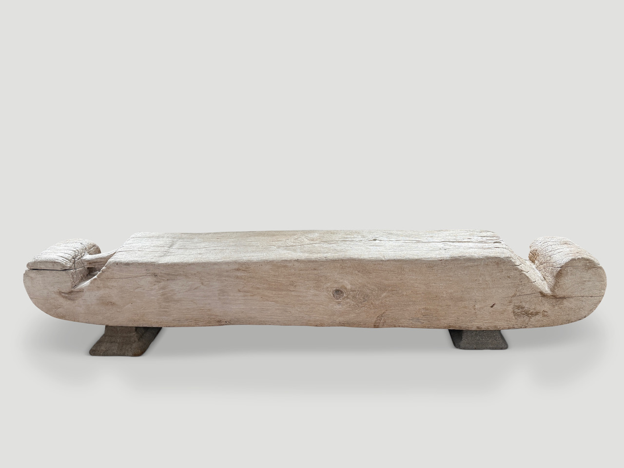 ancient teak wood log bench