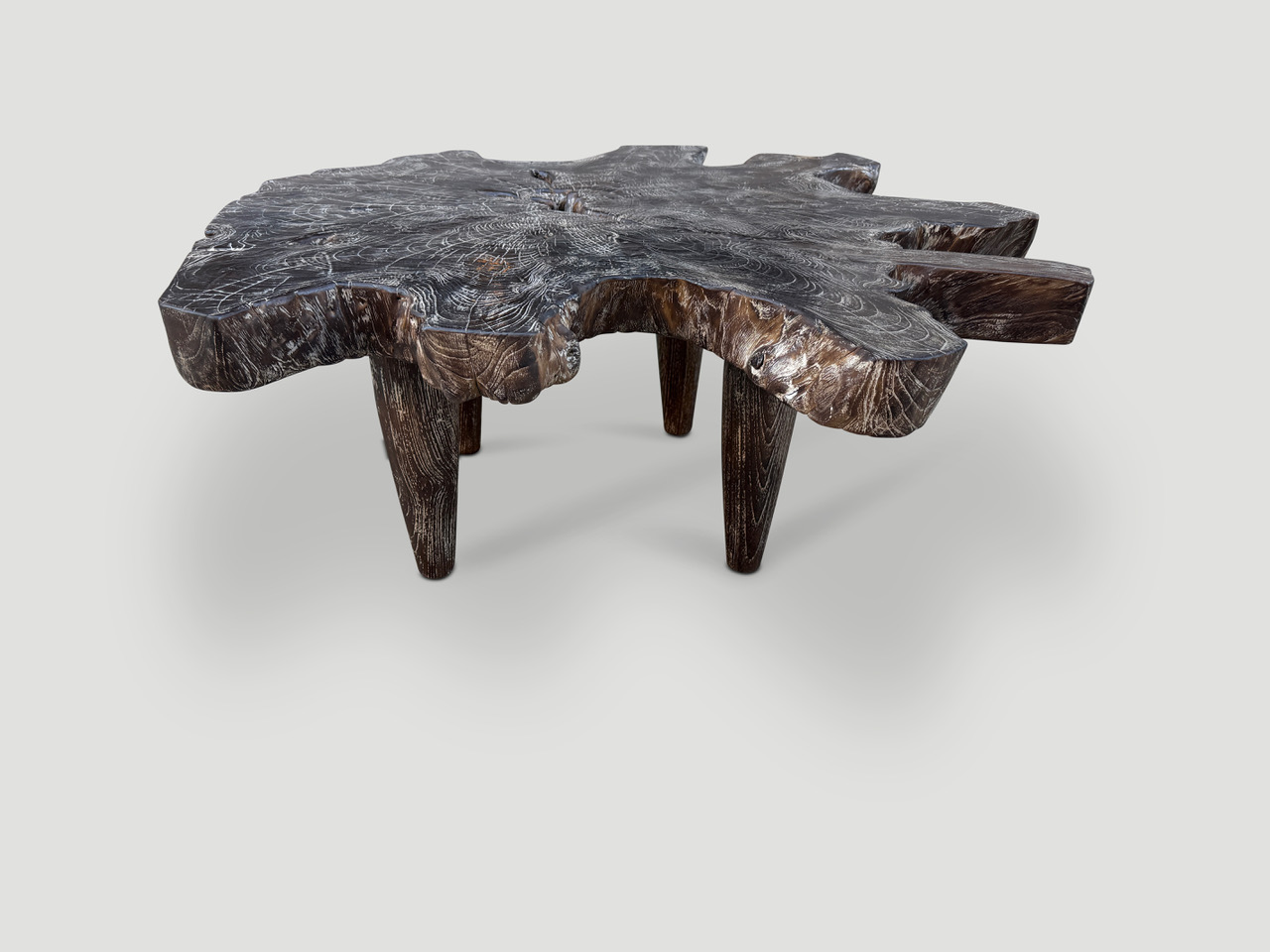 cerused single charred coffee table