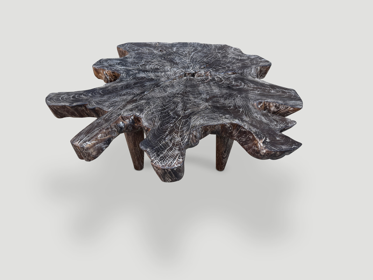 cerused single charred coffee table