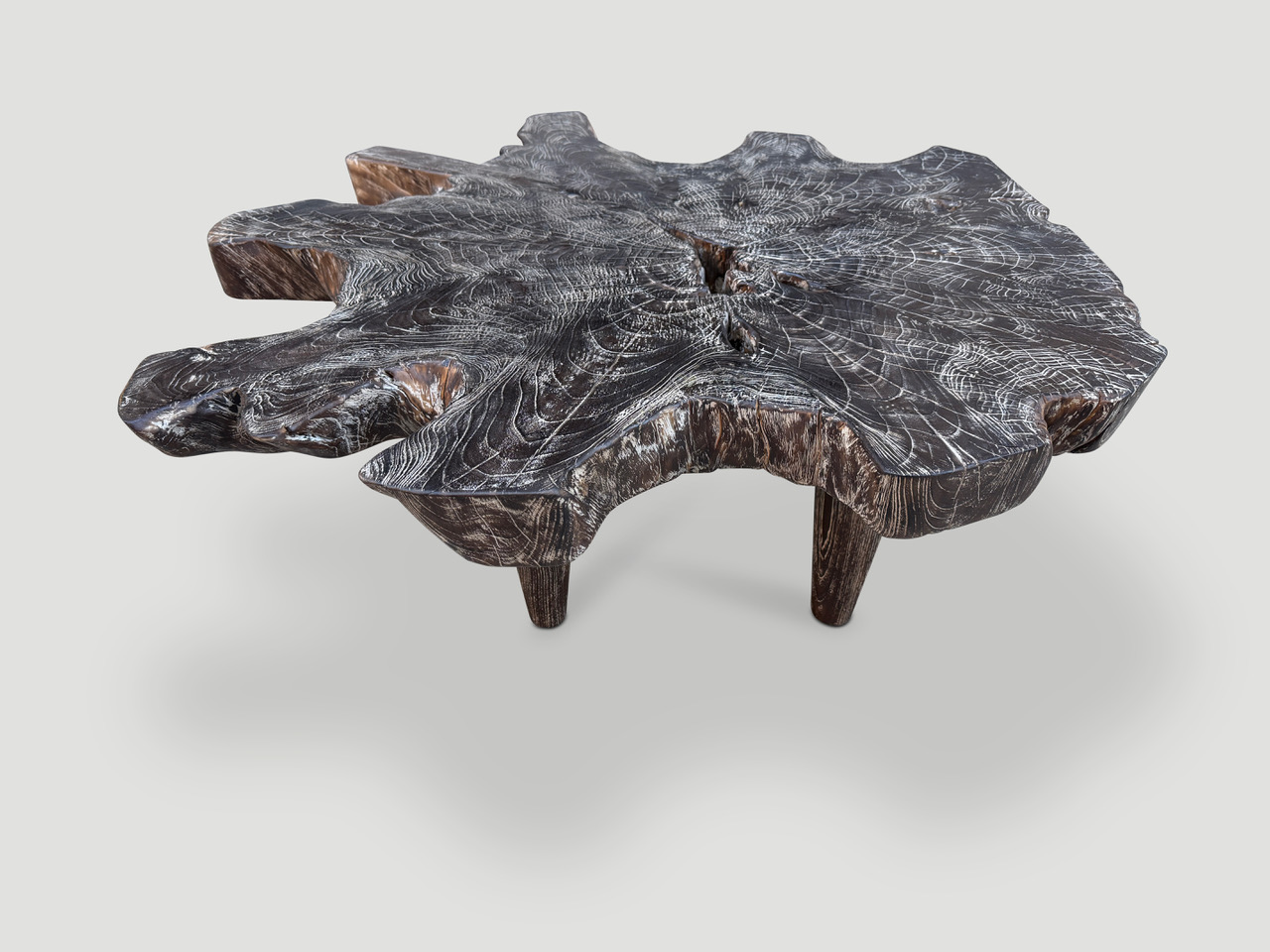 cerused single charred coffee table