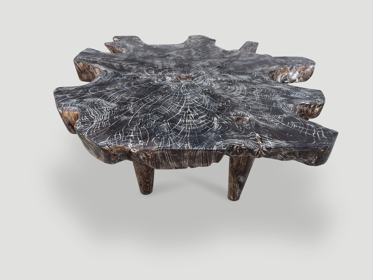 cerused single charred coffee table