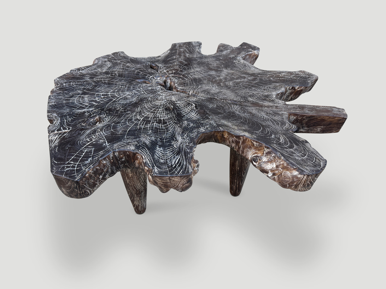 cerused single charred coffee table