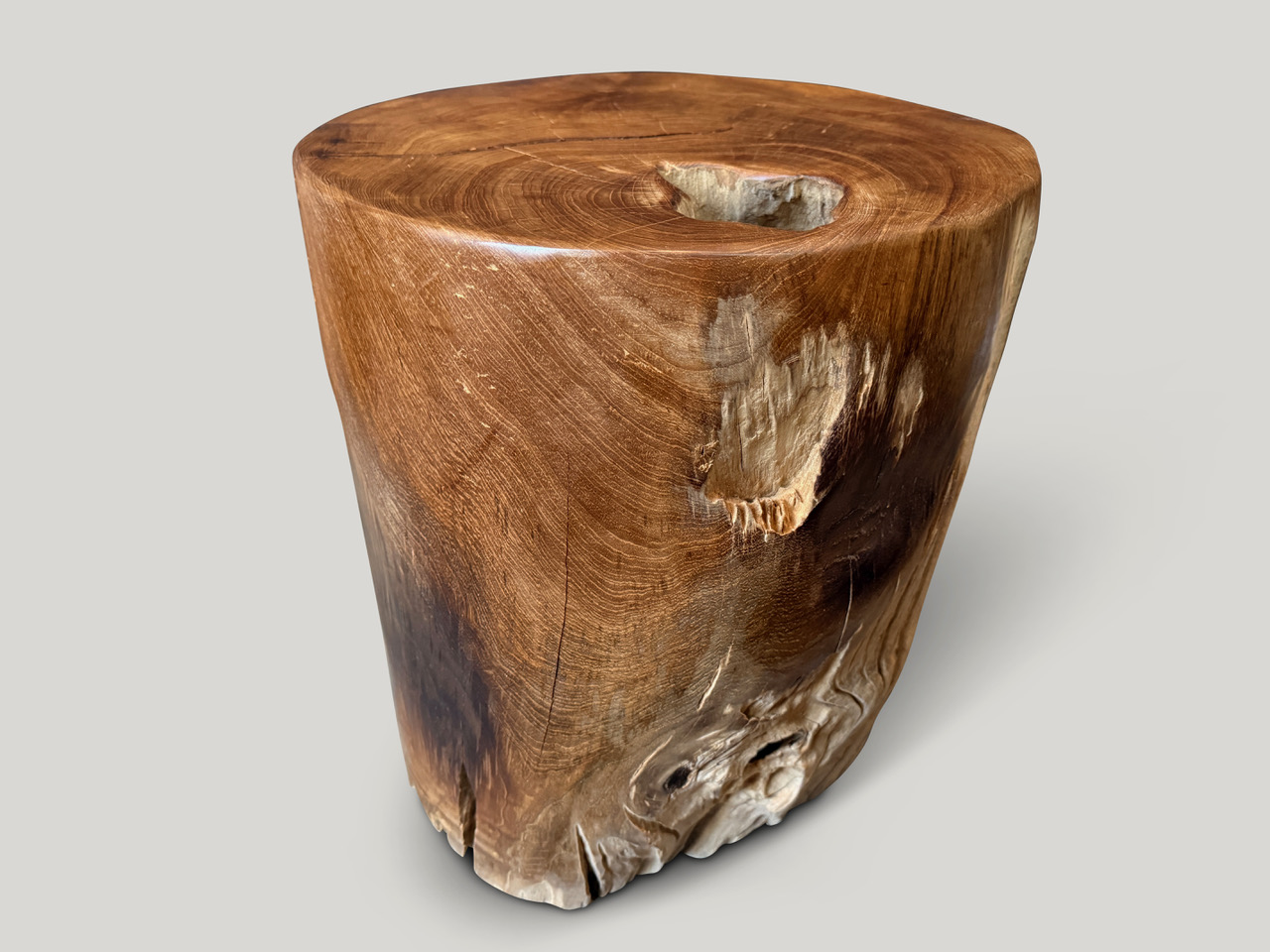 teak wood cylinder side table