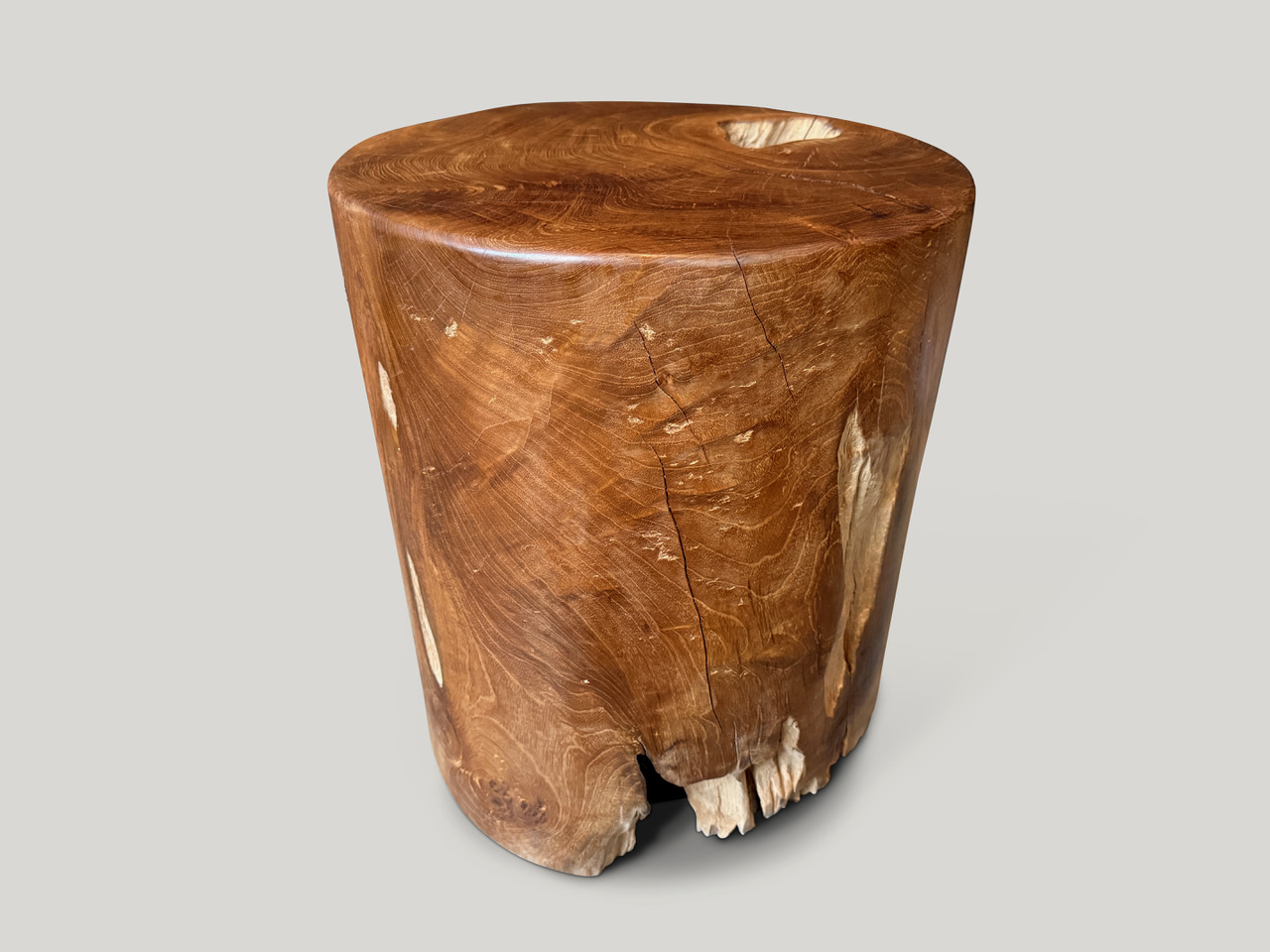 teak wood cylinder side table