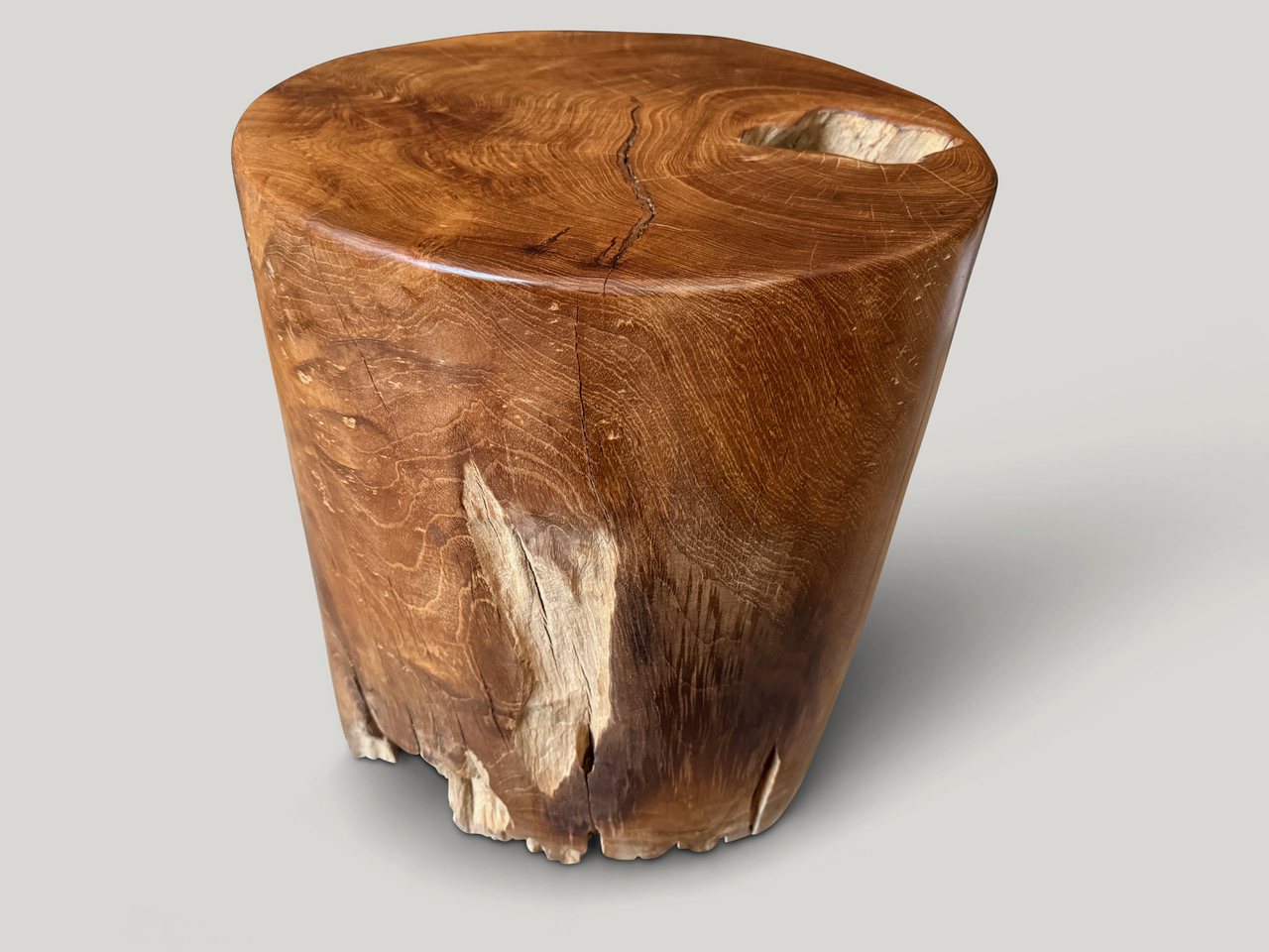 teak wood cylinder side table