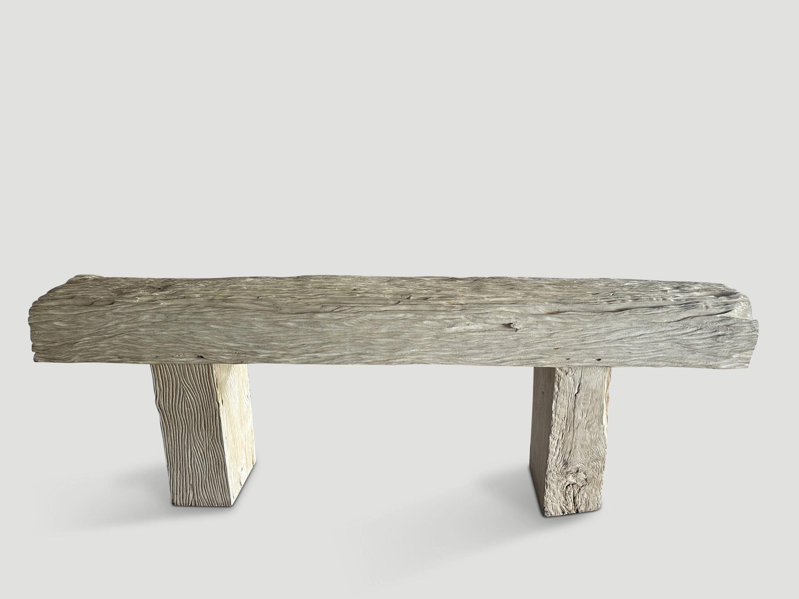 bleached teak wood console table