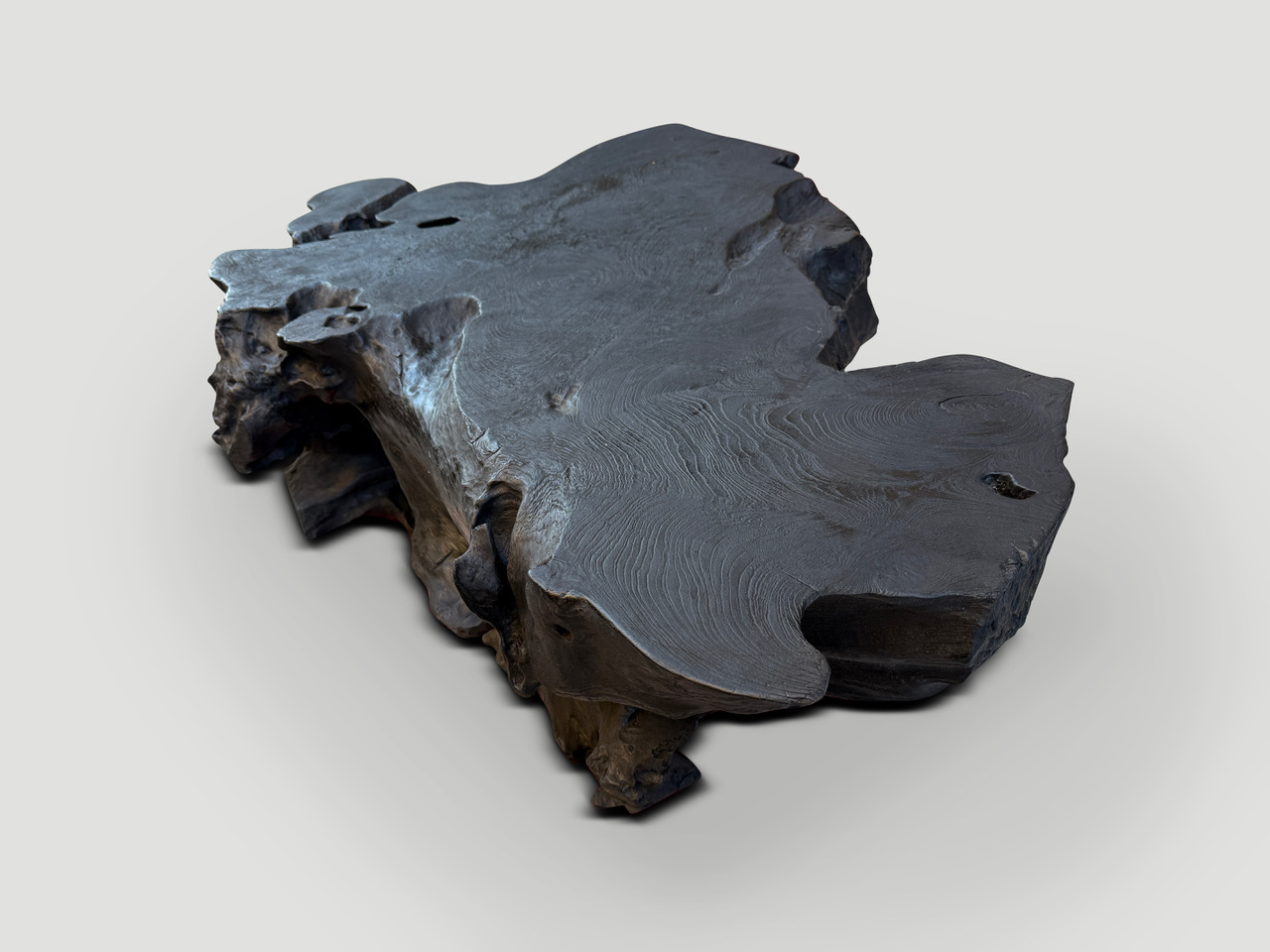 sculptural charred teak wood coffee table or bench