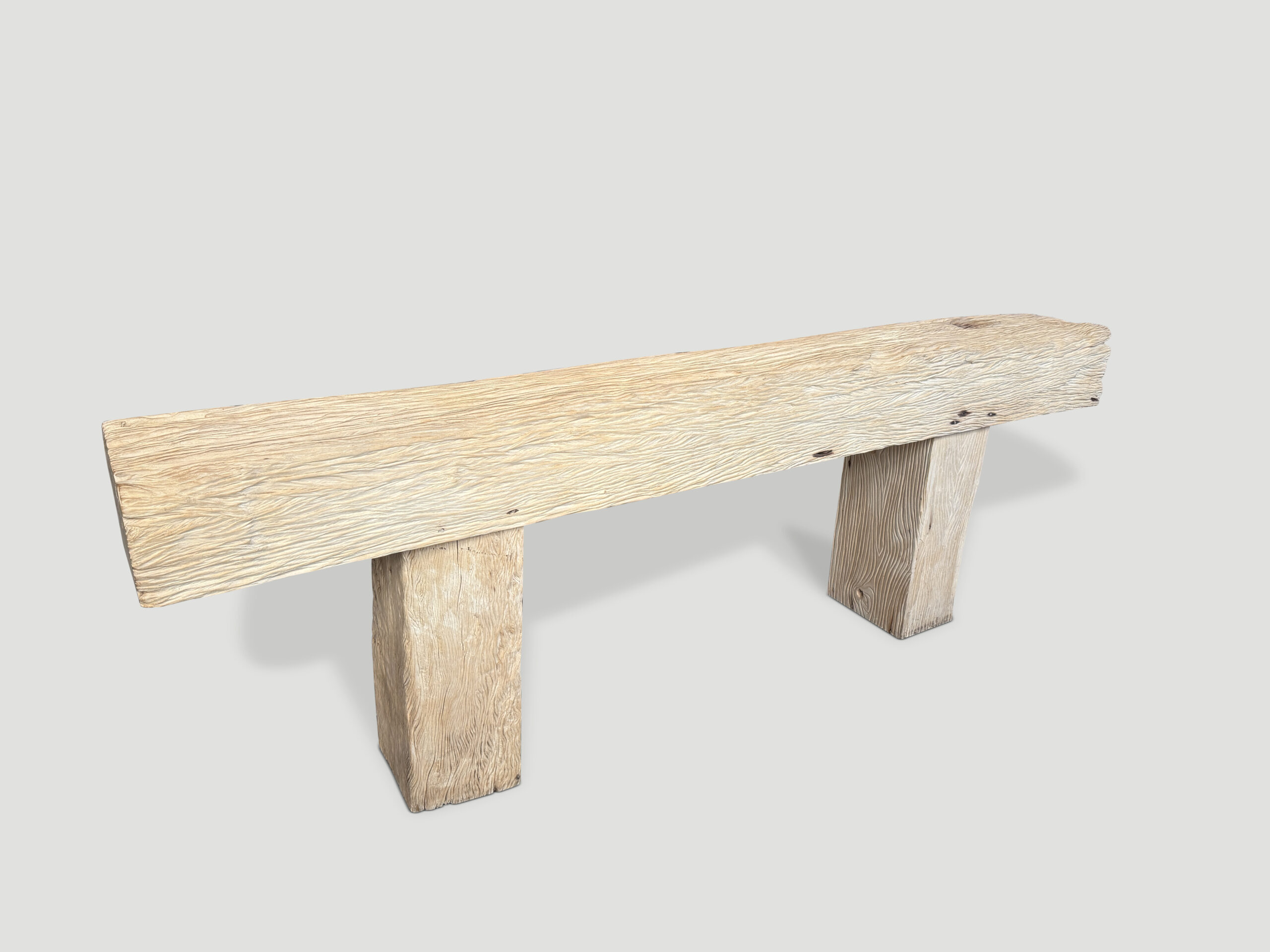 bleached teak wood console table