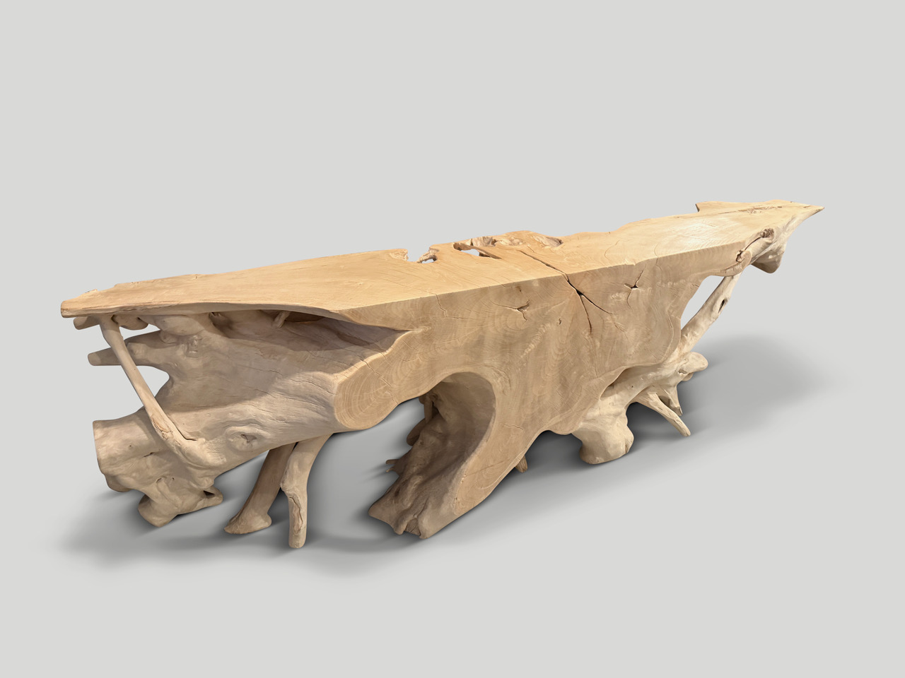 MONUMENTAL BLEACHED TEAK Wood CONSOLE TABLE