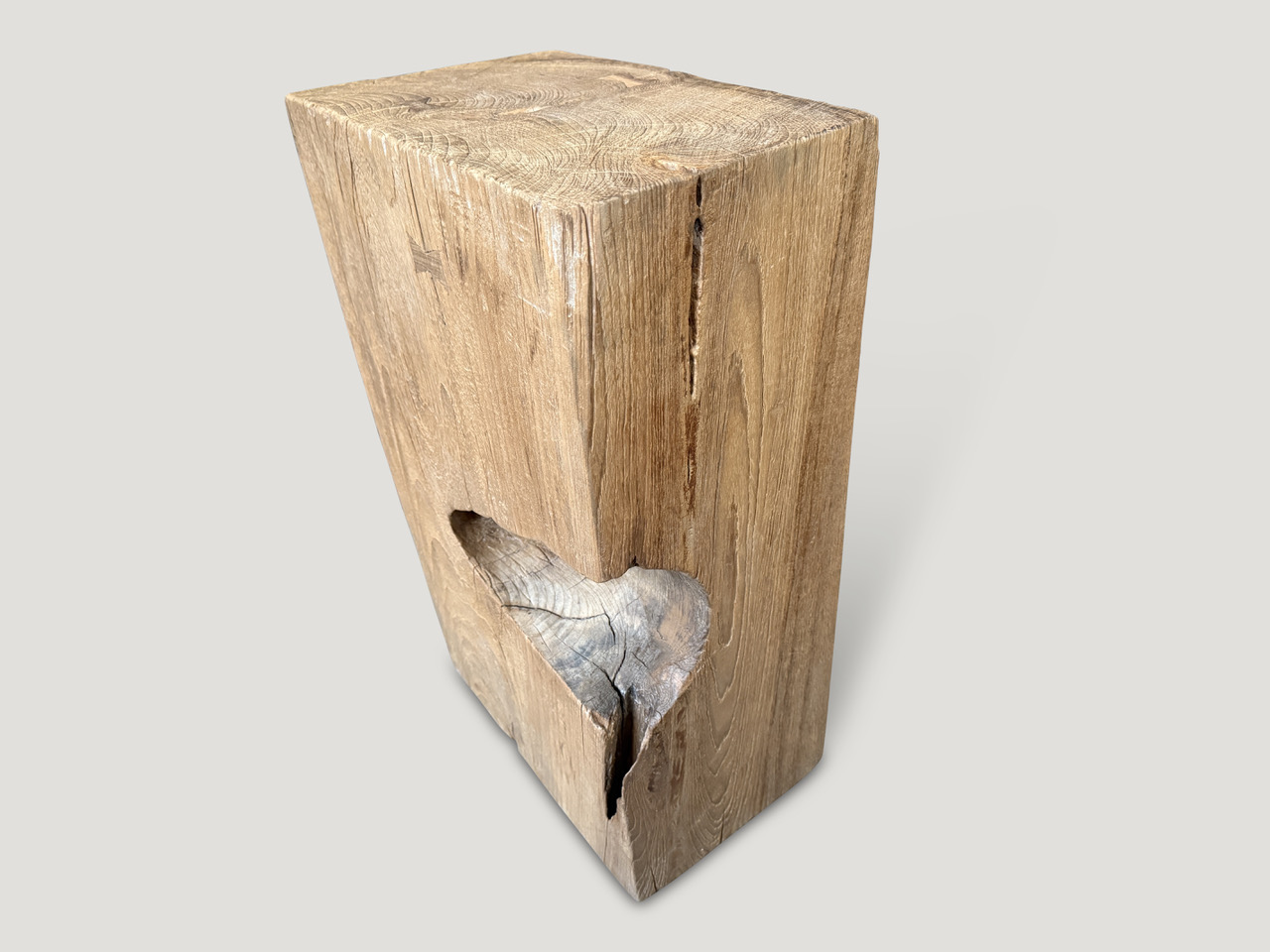 sculptural teak wood side table or pedestal