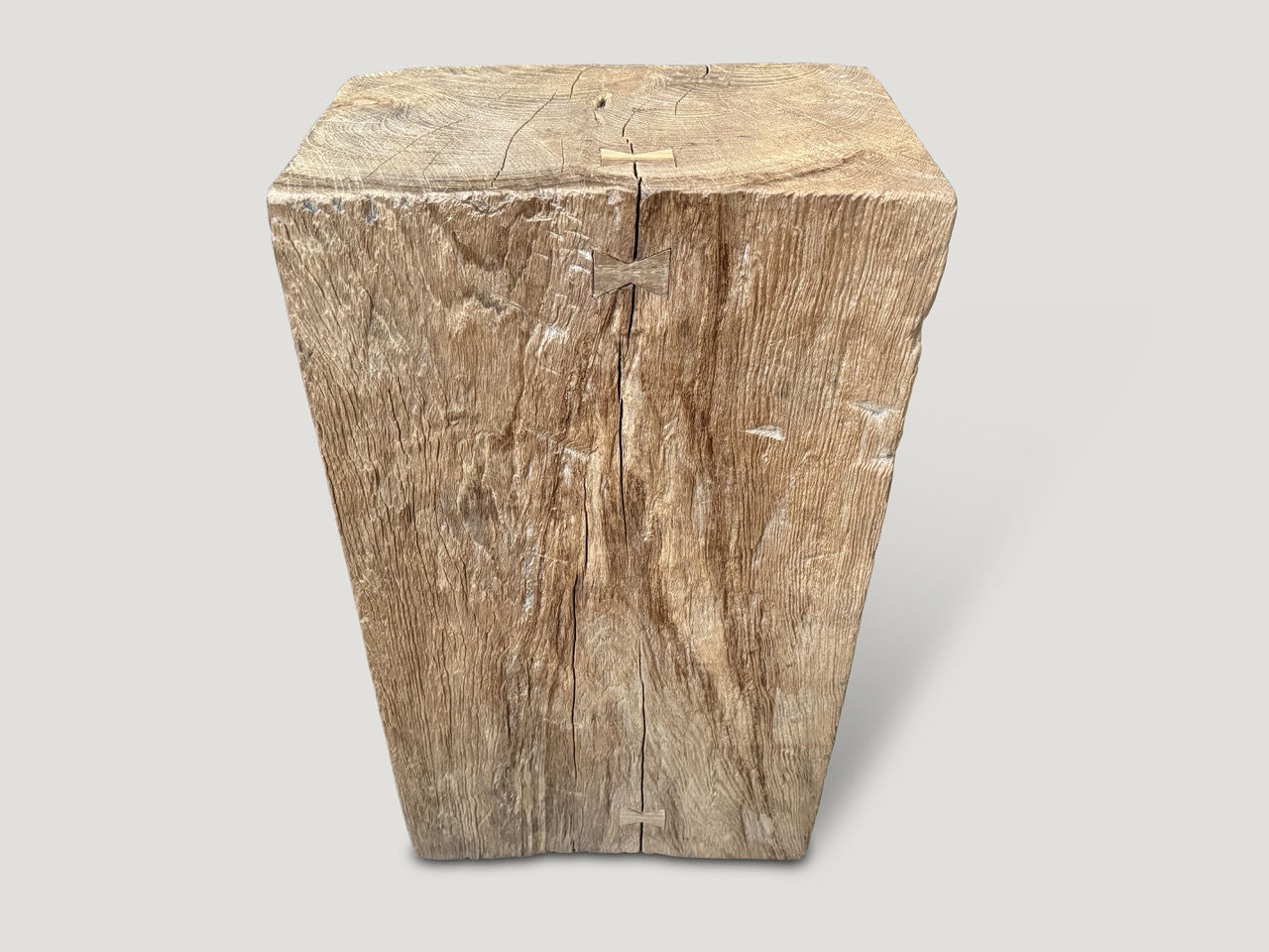 sculptural teak wood side table or pedestal