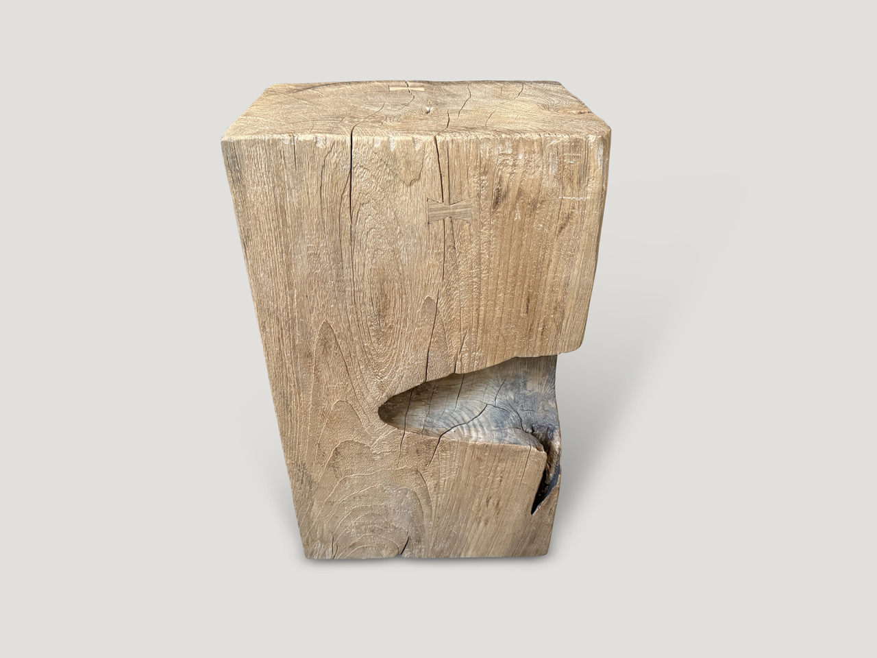 sculptural teak wood side table or pedestal