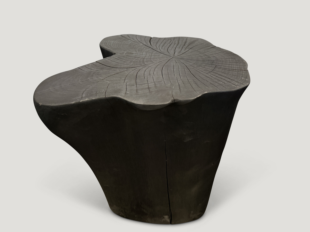 burnt wood side table