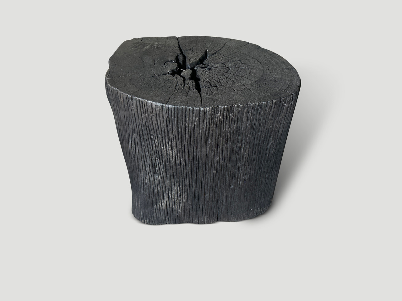 iron wood charred side table