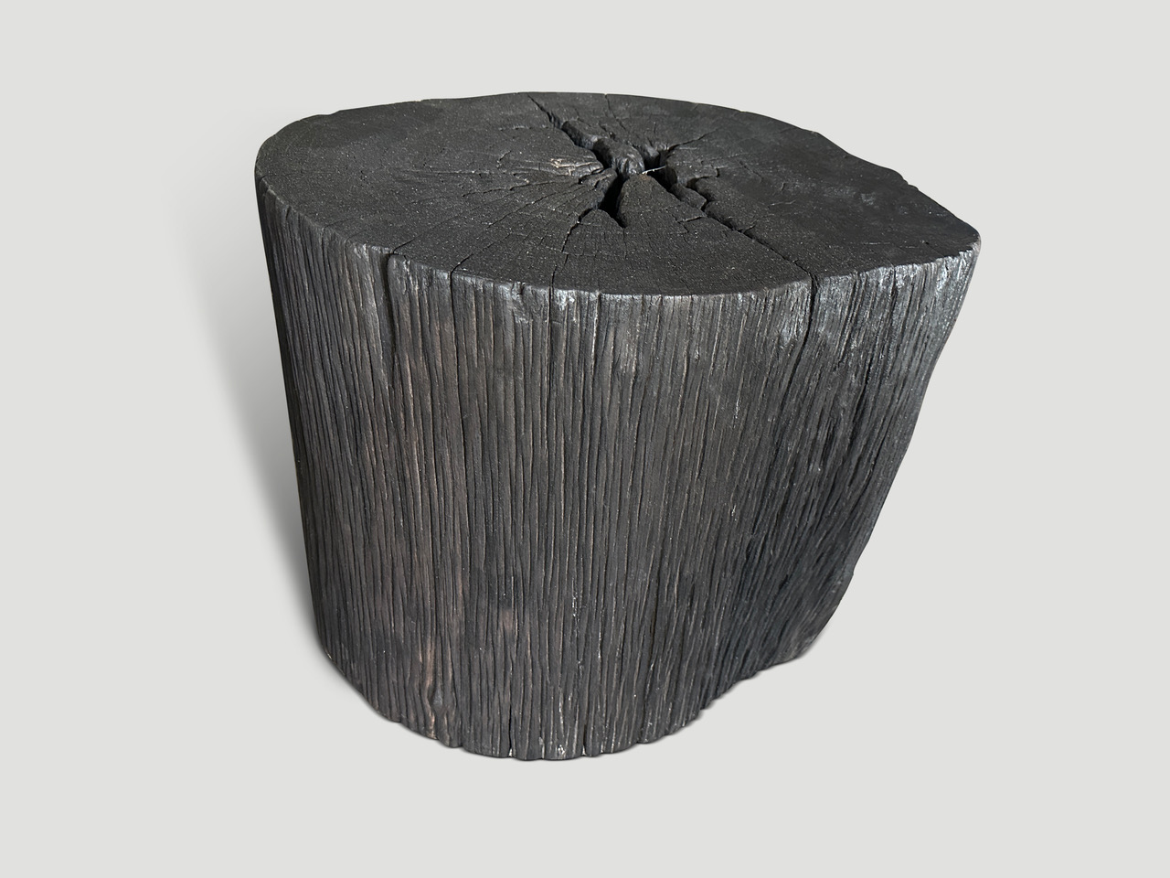 iron wood charred side table