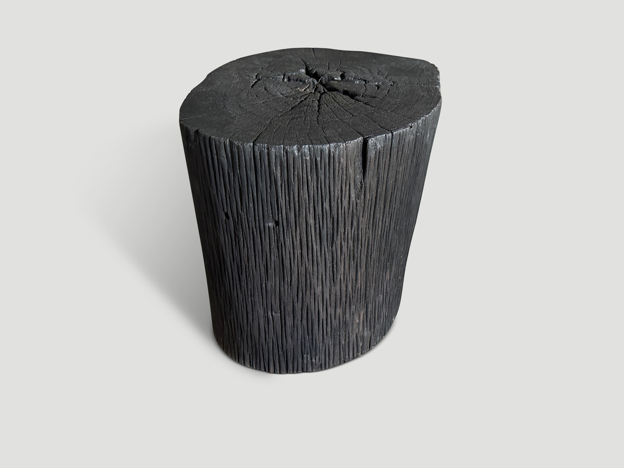 iron wood charred side table