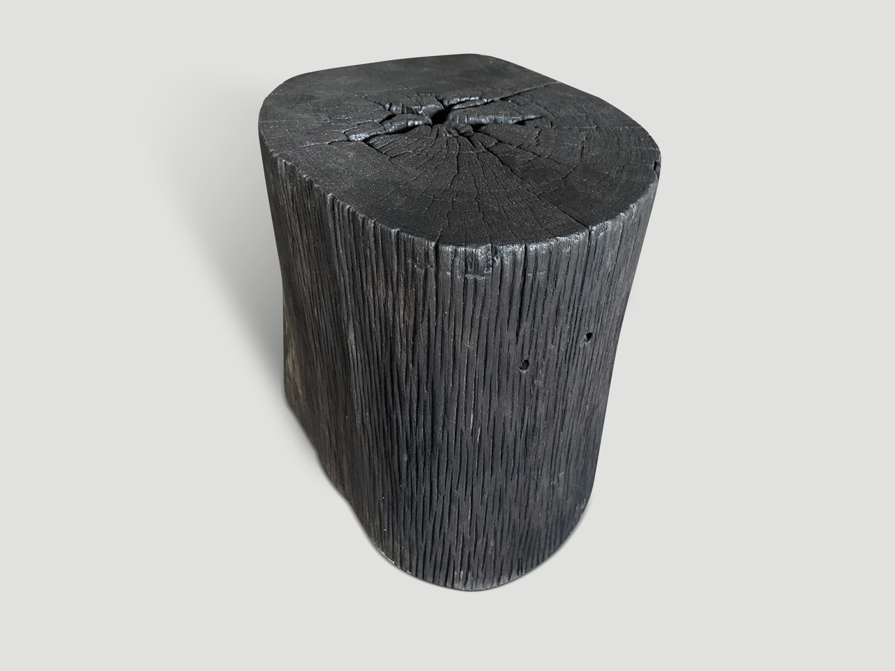 iron wood charred side table