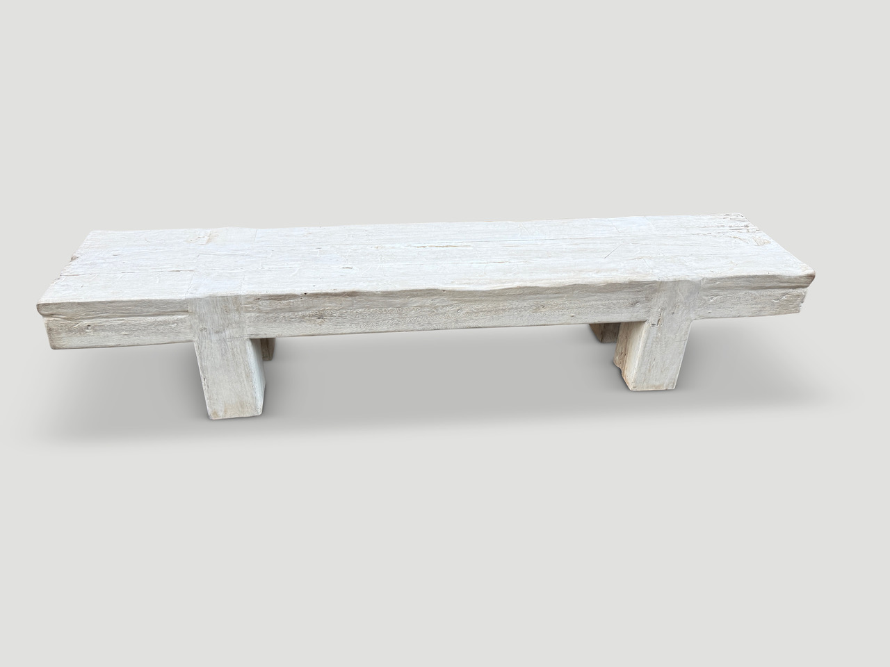 bleached teak log bench or coffee table