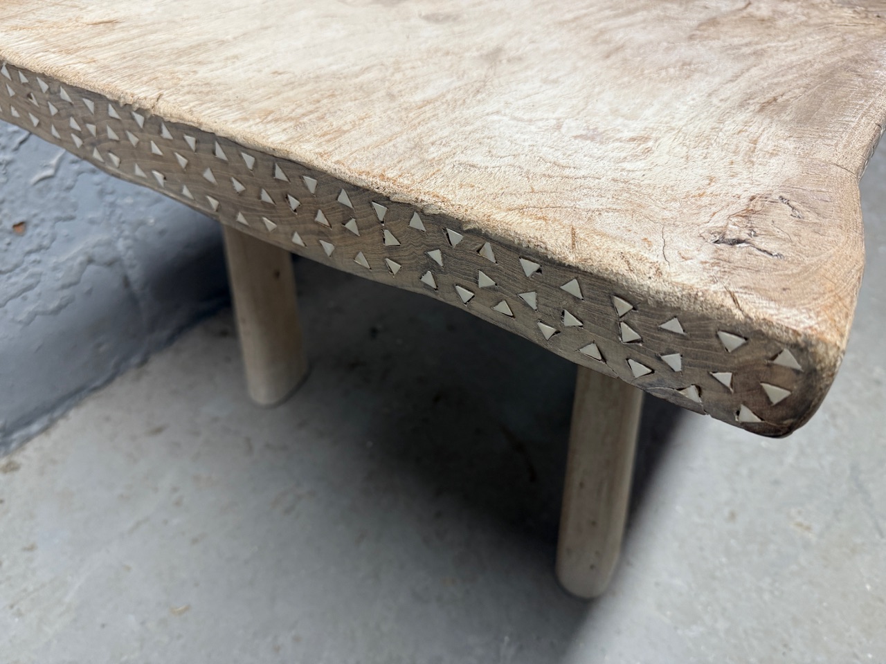 shell inlaid teak coffee table