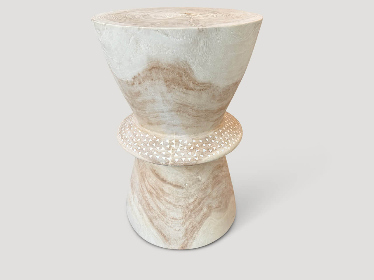 shell and teak wood side table