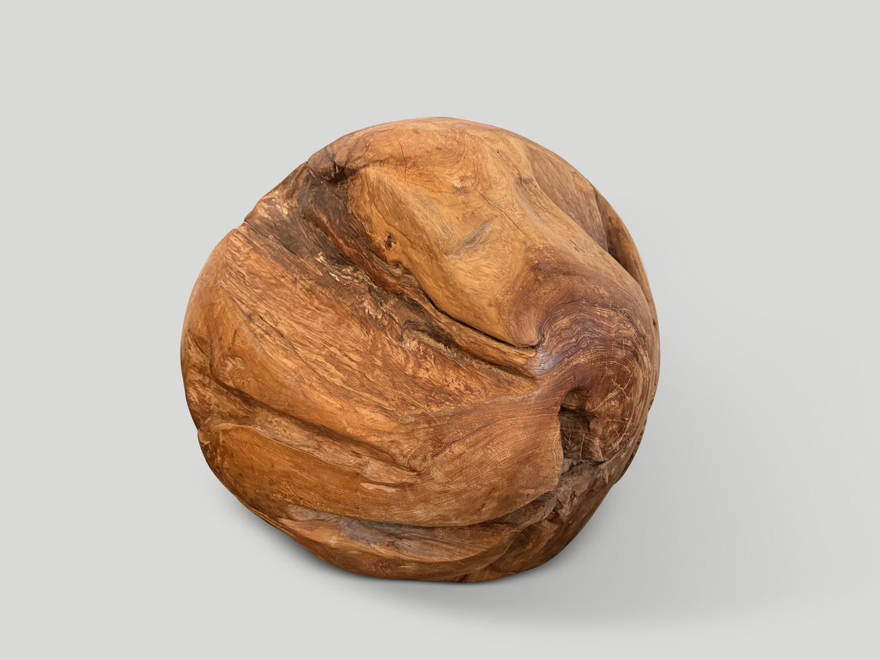 organic teak root sculptural sphere