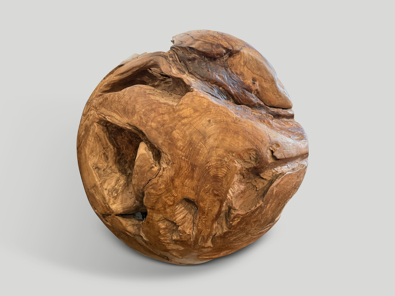 organic teak root sculptural sphere