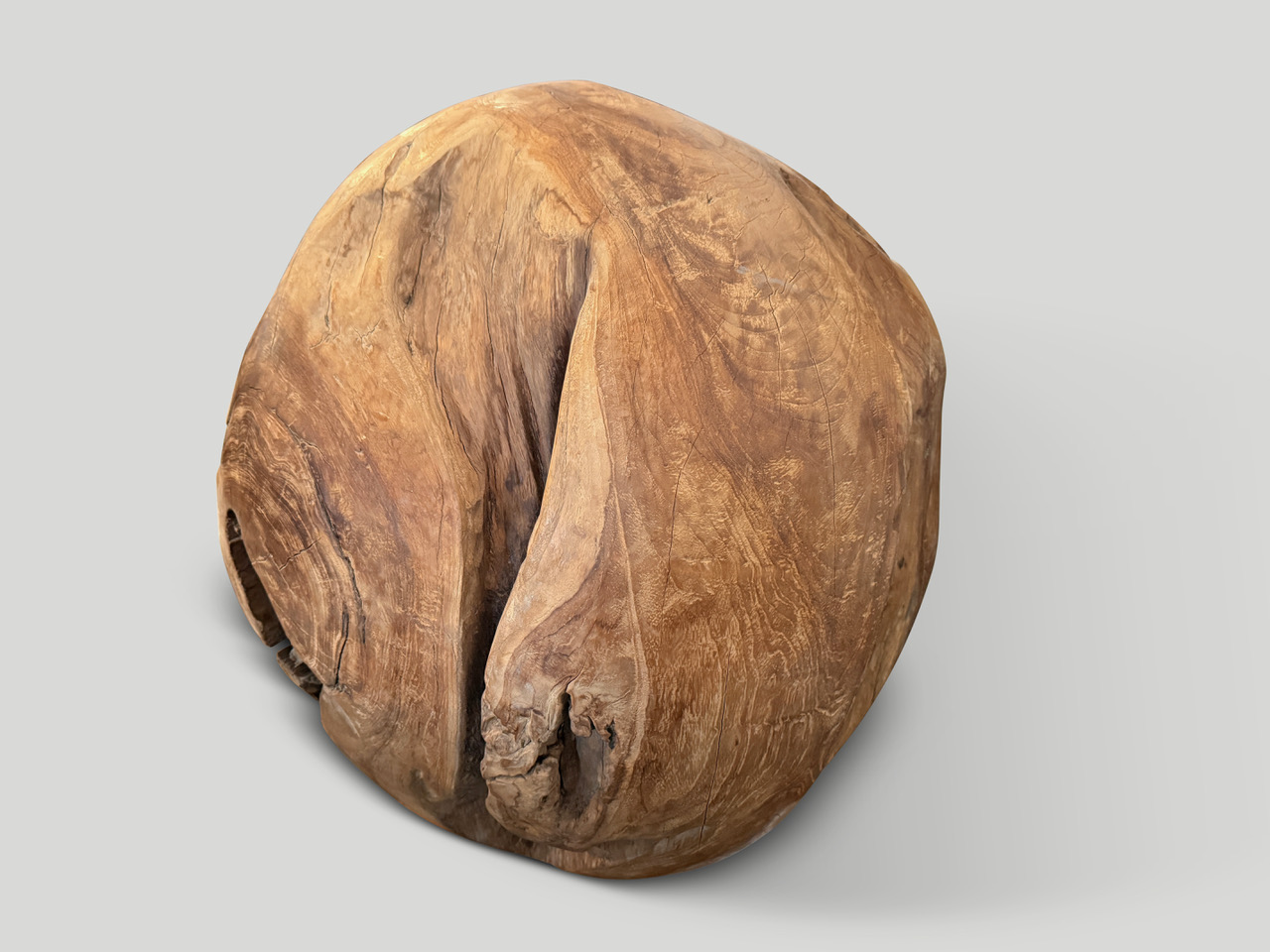 organic teak root sculptural sphere