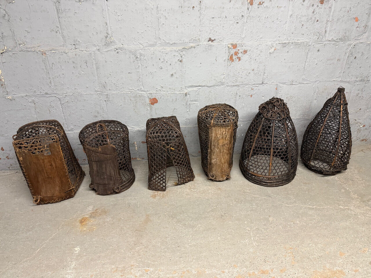 ANTIQUE FISHERMAN BASKET OR LIGHT FIXTURE